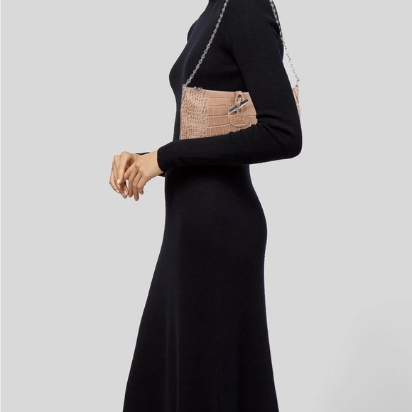 Longchamp Small Alligator Croc Embossed Chain Link Strap Roseau Shoulder Bag - Picture 16 of 16